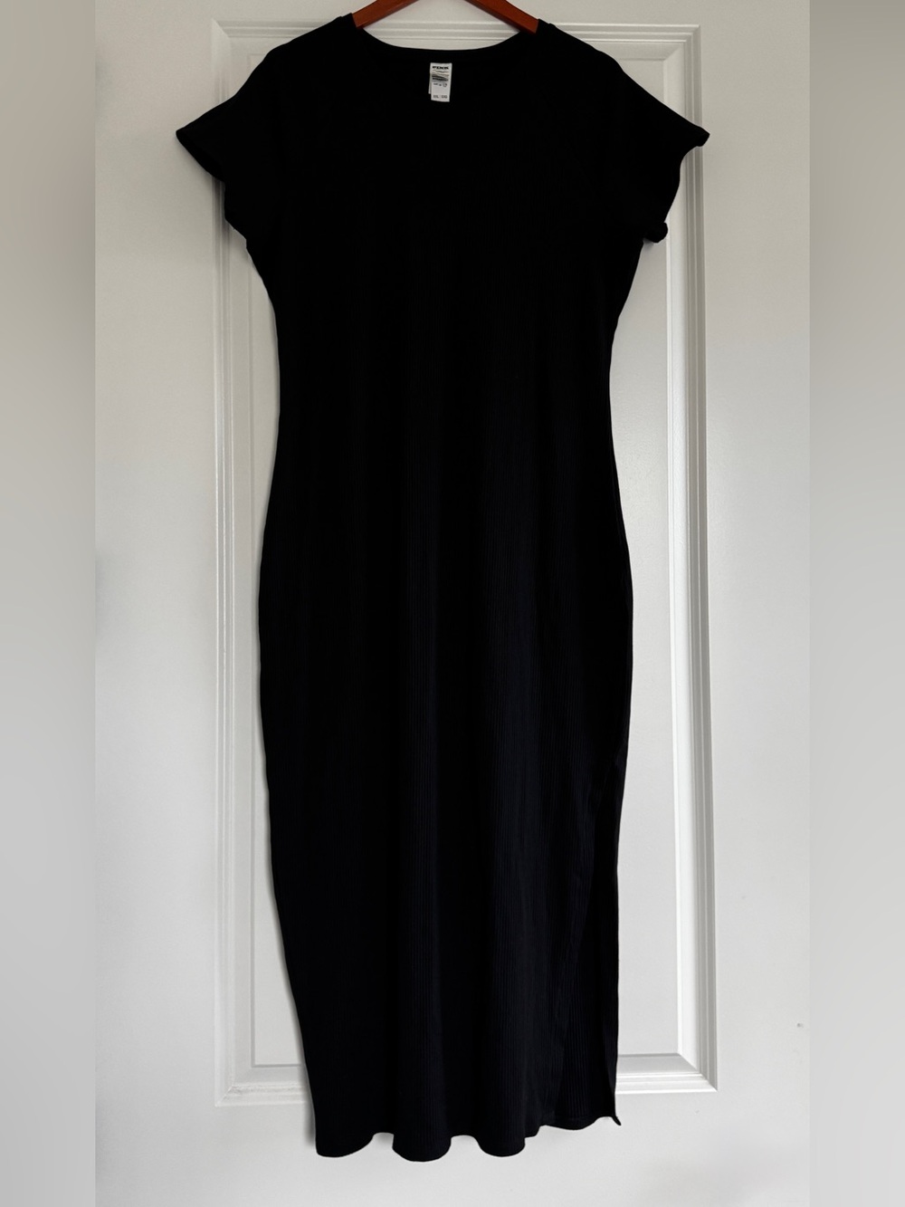 New V.S. PINK Black Ribbed Knit Midi Contour Casual Dress XXL